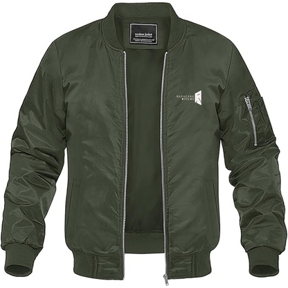 Men's Ravacana Films Logo Lightweight Bomber Jacket Windbreaker Softshell Varsity Jacket Coat