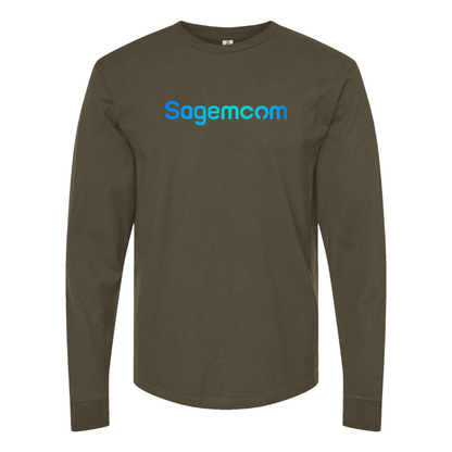 Men's Sagemcom Logo Cotton Long Sleeve T-Shirt