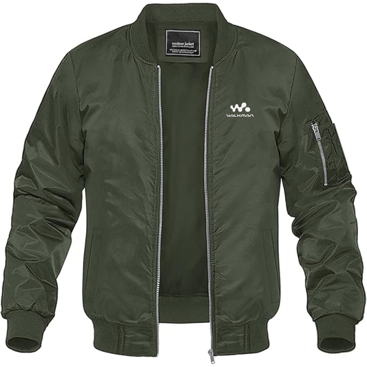 Men's Walkman Logo Lightweight Bomber Jacket Windbreaker Softshell Varsity Jacket Coat