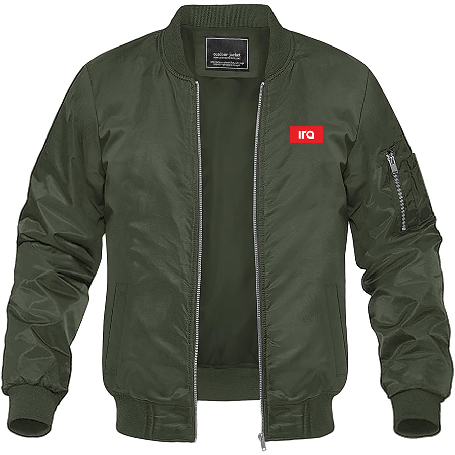 Men's IRA Logo Lightweight Bomber Jacket Windbreaker Softshell Varsity Jacket Coat