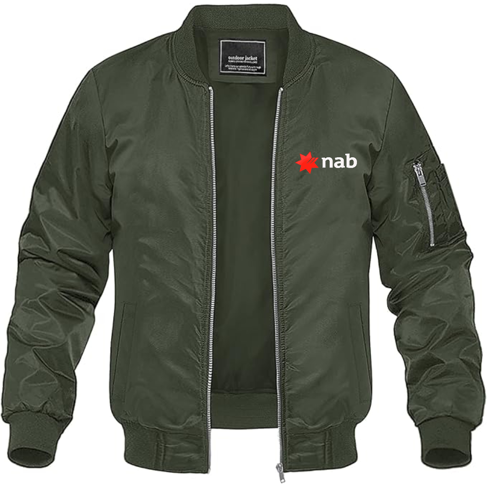 Men's NAB (National Australia Bank) Logo Lightweight Bomber Jacket Windbreaker Softshell Varsity Jacket Coat