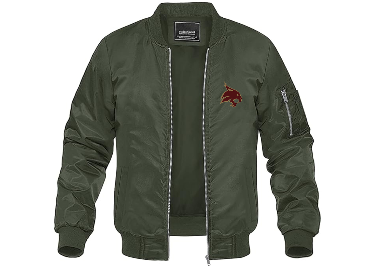 Men's Texas State Bobcats Lightweight Bomber Jacket Windbreaker Softshell Varsity Jacket Coat