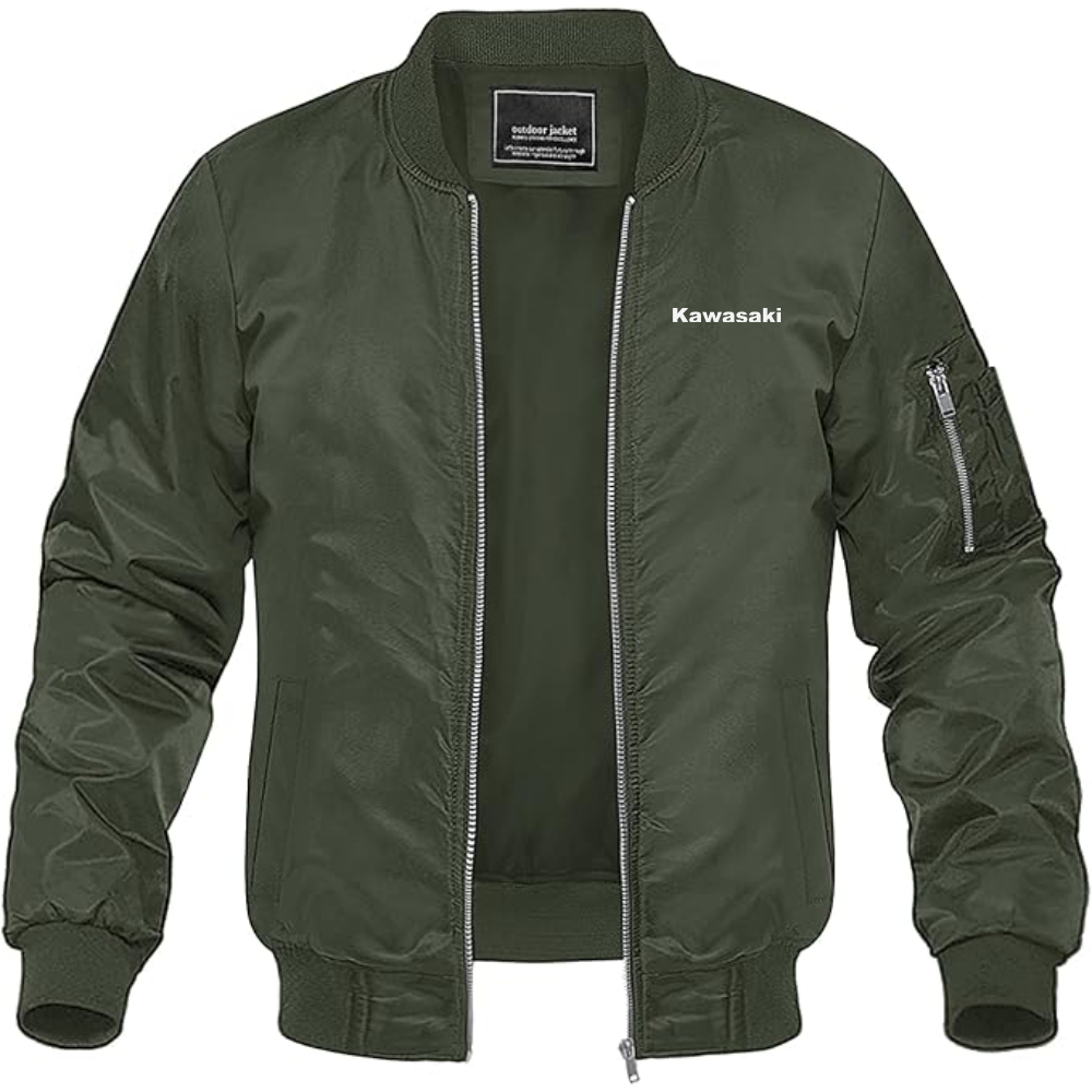 Men's Kawasaki Logo Lightweight Bomber Jacket Windbreaker Softshell Varsity Jacket Coat