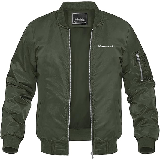Men's Kawasaki Logo Lightweight Bomber Jacket Windbreaker Softshell Varsity Jacket Coat