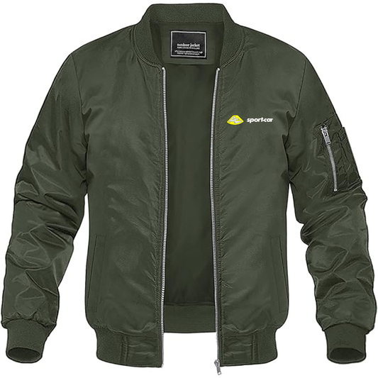 Men's AC Sport Car Logo Lightweight Bomber Jacket Windbreaker Softshell Varsity Jacket Coat