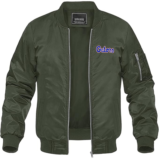 Men's Florida Gators Script Lightweight Bomber Jacket Windbreaker Softshell Varsity Jacket Coat