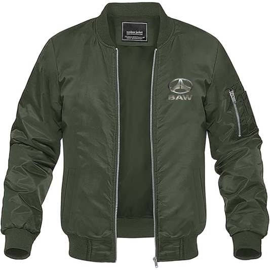 Men's Beijing Automobile Works Logo Lightweight Bomber Jacket Windbreaker Softshell Varsity Jacket Coat