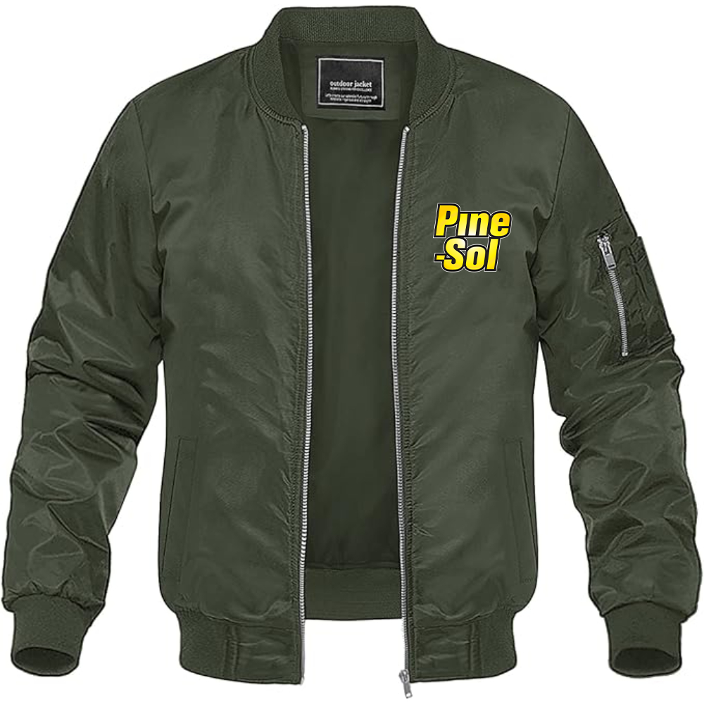 Men's Pine Sol Logo Lightweight Bomber Jacket Windbreaker Softshell Varsity Jacket Coat (Copy)
