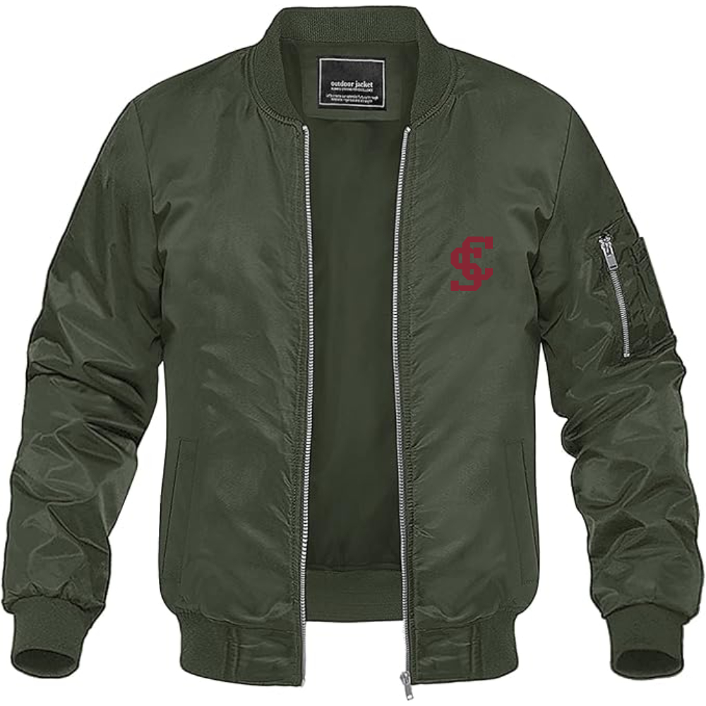 Men's Santa Clara Broncos Logo Lightweight Bomber Jacket Windbreaker Softshell Varsity Jacket Coat