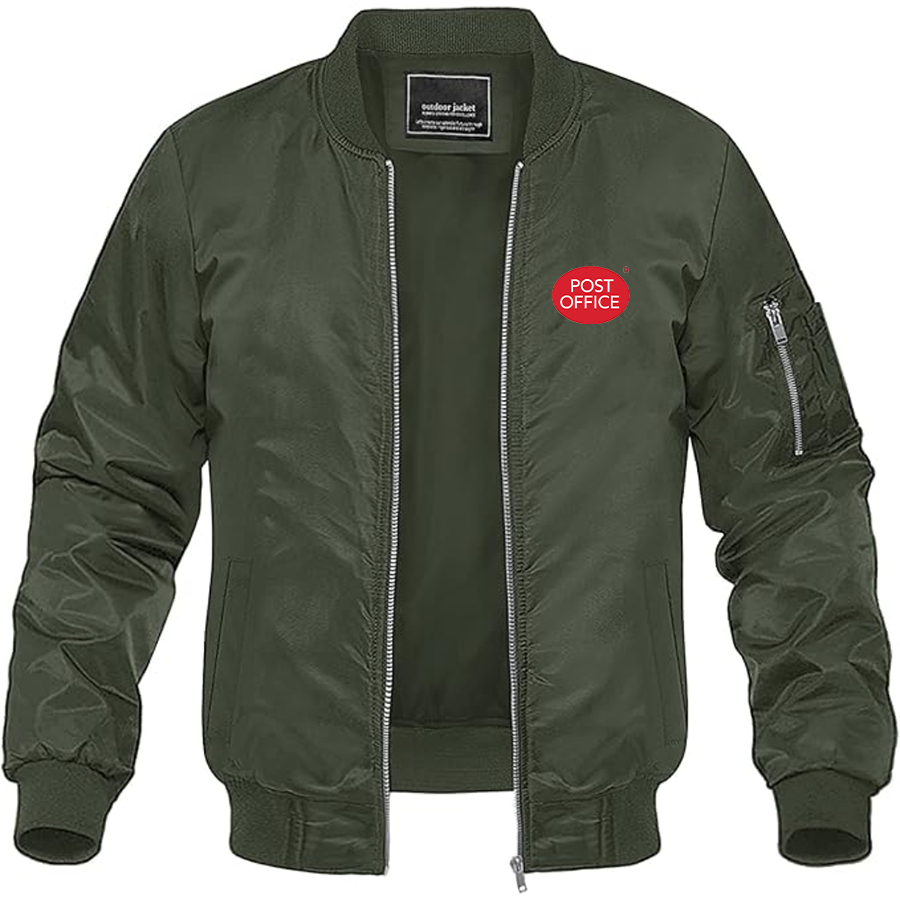 Men's Post Office Logo Lightweight Bomber Jacket Windbreaker Softshell Varsity Jacket Coat
