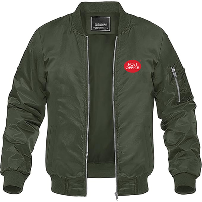 Men's Post Office Logo Lightweight Bomber Jacket Windbreaker Softshell Varsity Jacket Coat