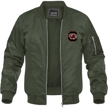 Men's South Carolina Gamecocks Logo Lightweight Bomber Jacket Windbreaker Softshell Varsity Jacket Coat