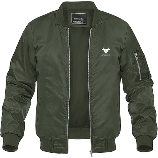 Men's Brammo Logo Lightweight Bomber Jacket Windbreaker Softshell Varsity Jacket Coat