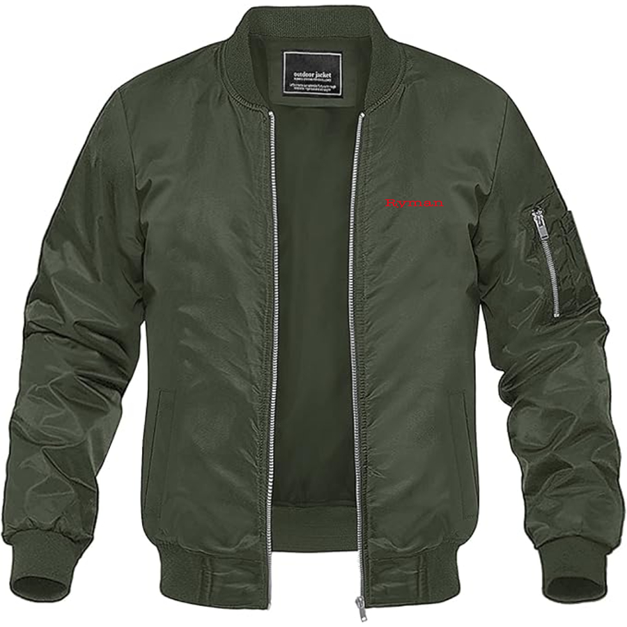 Men's Ryman Logo Lightweight Bomber Jacket Windbreaker Softshell Varsity Jacket Coat