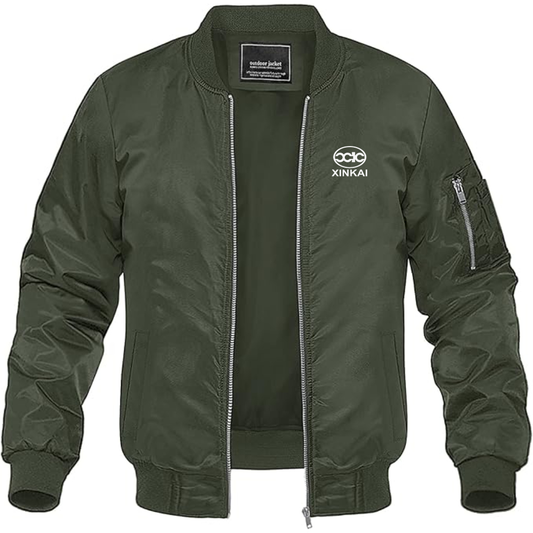 Men's Xin Kai Logo Lightweight Bomber Jacket Windbreaker Softshell Varsity Jacket Coat