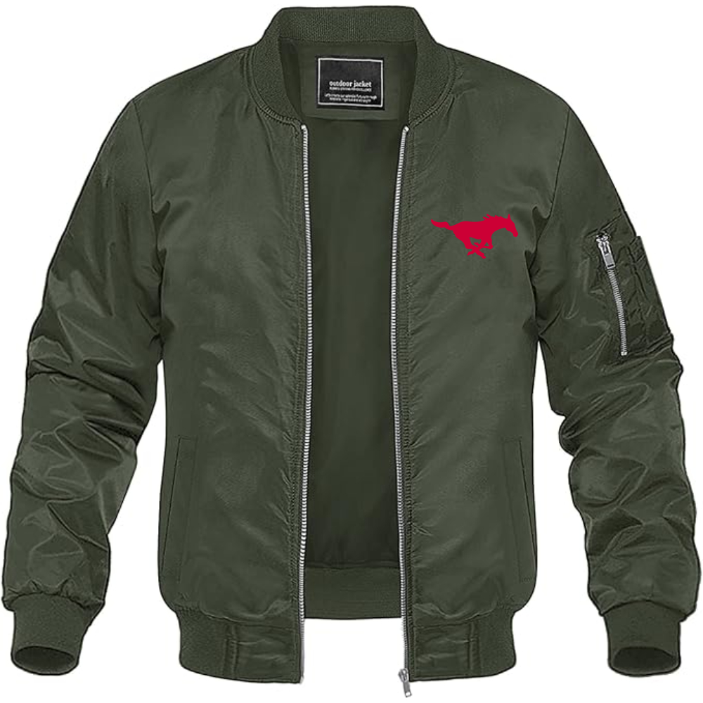 Men's SMU Mustangs Logo Lightweight Bomber Jacket Windbreaker Softshell Varsity Jacket Coat