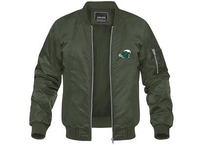 Men's Tulane Green Wave Lightweight Bomber Jacket Windbreaker Softshell Varsity Jacket Coat