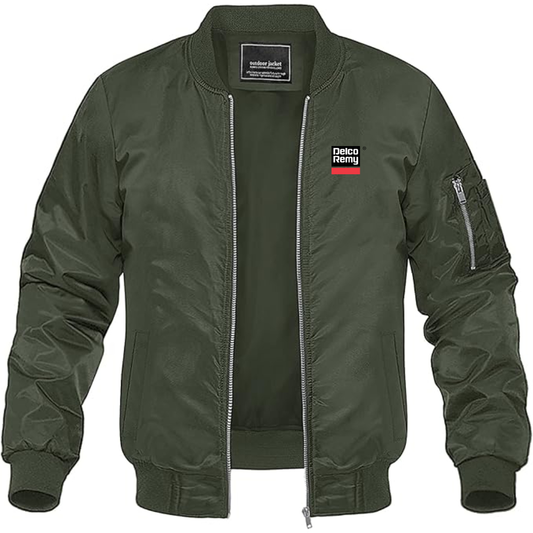 Men's Delco Remy Logo Lightweight Bomber Jacket Windbreaker Softshell Varsity Jacket Coat