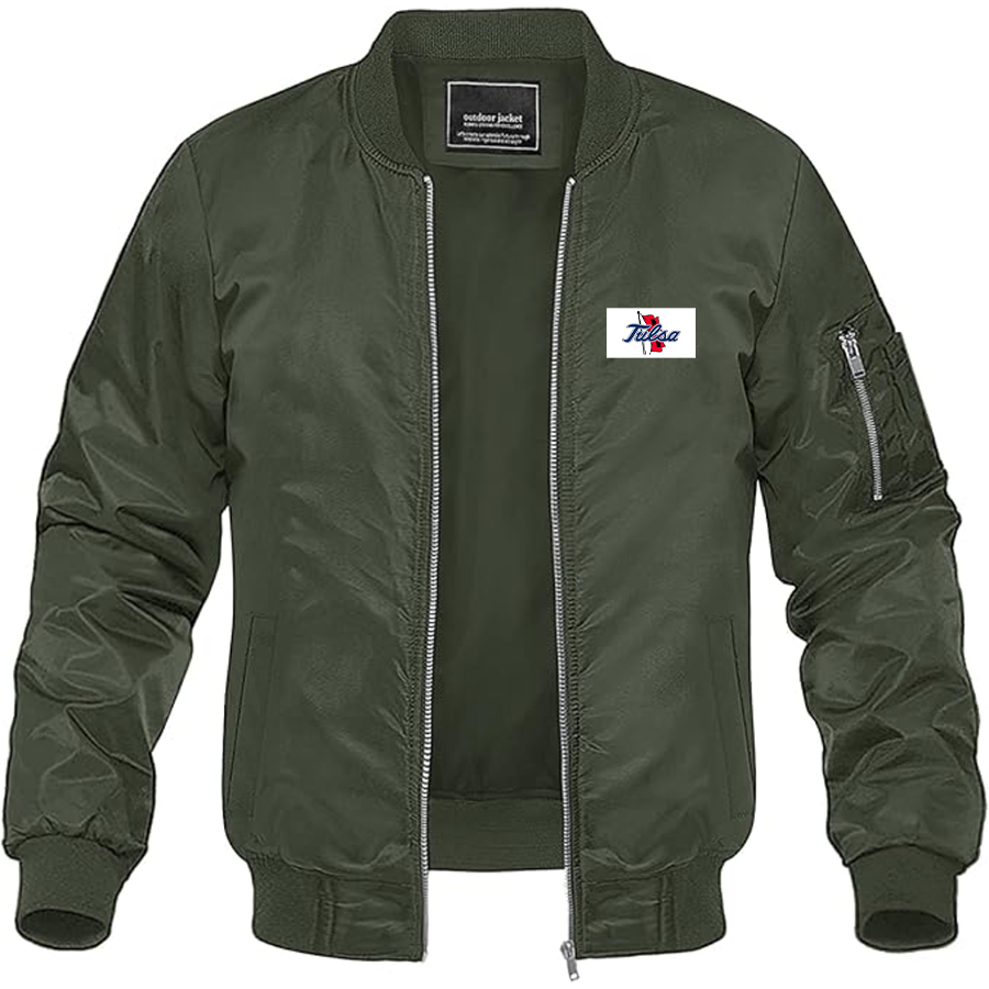 Men's Tulsa Golden Hurricane Logo Lightweight Bomber Jacket Windbreaker Softshell Varsity Jacket Coat