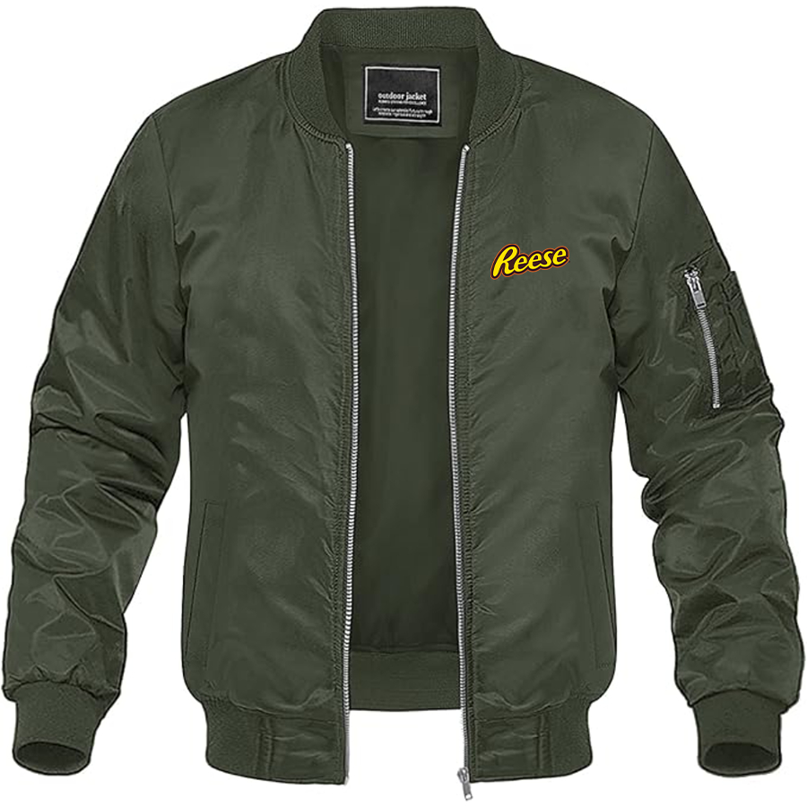 Men's Reese Peanut Butter Logo Lightweight Bomber Jacket Windbreaker Softshell Varsity Jacket Coat