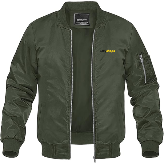 Men's LetyShops Logo Lightweight Bomber Jacket Windbreaker Softshell Varsity Jacket Coat
