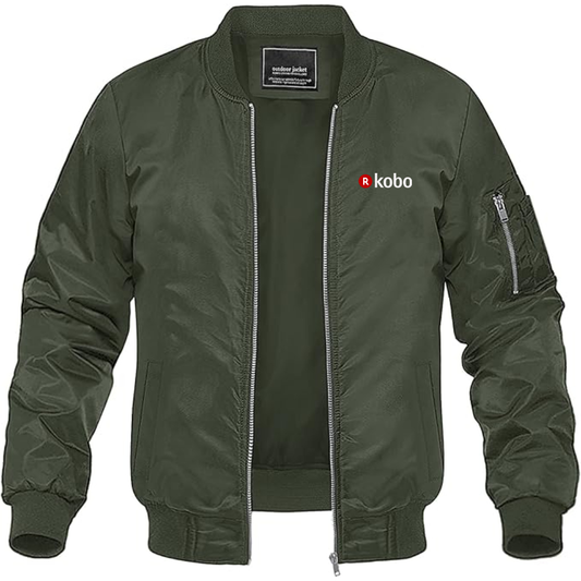 Men's Kobo Logo Lightweight Bomber Jacket Windbreaker Softshell Varsity Jacket Coat