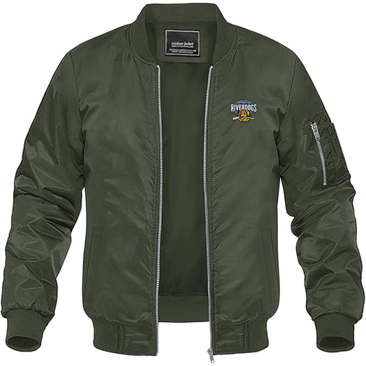 Men's Charleston RiverDogs Logo Lightweight Bomber Jacket Windbreaker Softshell Varsity Jacket Coat