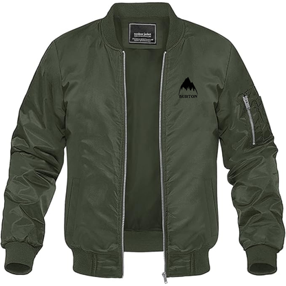 Men's Burton Mountain Lightweight Bomber Jacket Windbreaker Softshell Varsity Jacket Coat