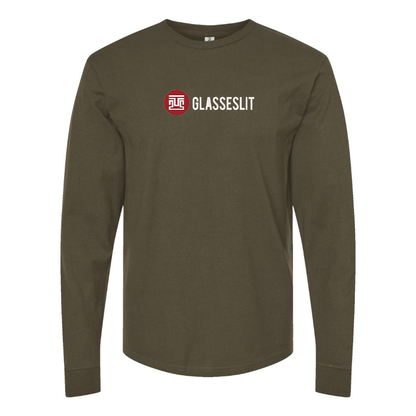 Men's Glasseslit Logo  Cotton Long Sleeve T-Shirt