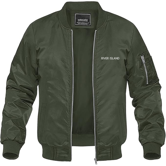 Men's  River Island   Logo  Lightweight Bomber Jacket Windbreaker Softshell Varsity Jacket Coat