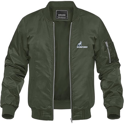 Men's Samford Bulldogs Logo Lightweight Bomber Jacket Windbreaker Softshell Varsity Jacket Coat