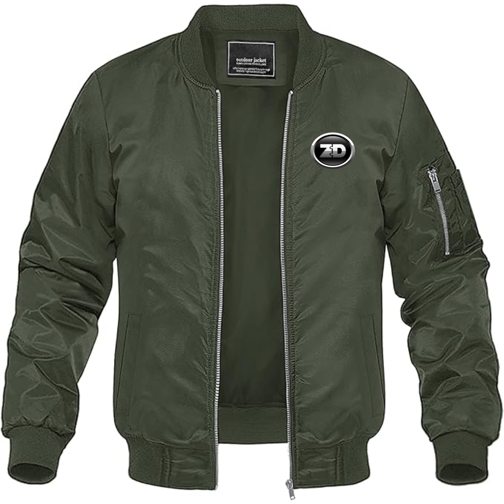 Men's Zhidou  Logo Lightweight Bomber Jacket Windbreaker Softshell Varsity Jacket Coat