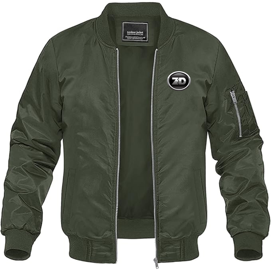 Men's Zhidou  Logo Lightweight Bomber Jacket Windbreaker Softshell Varsity Jacket Coat