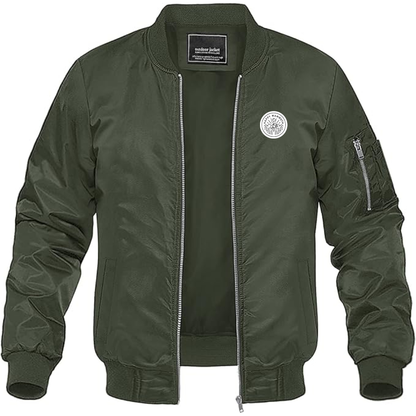 Men's Happy Mammoth Logo Lightweight Bomber Jacket Windbreaker Softshell Varsity Jacket Coat
