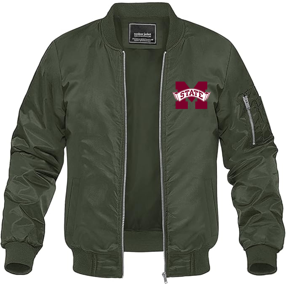 Men's Mississippi State Bulldogs Logo Lightweight Bomber Jacket Windbreaker Softshell Varsity Jacket Coat