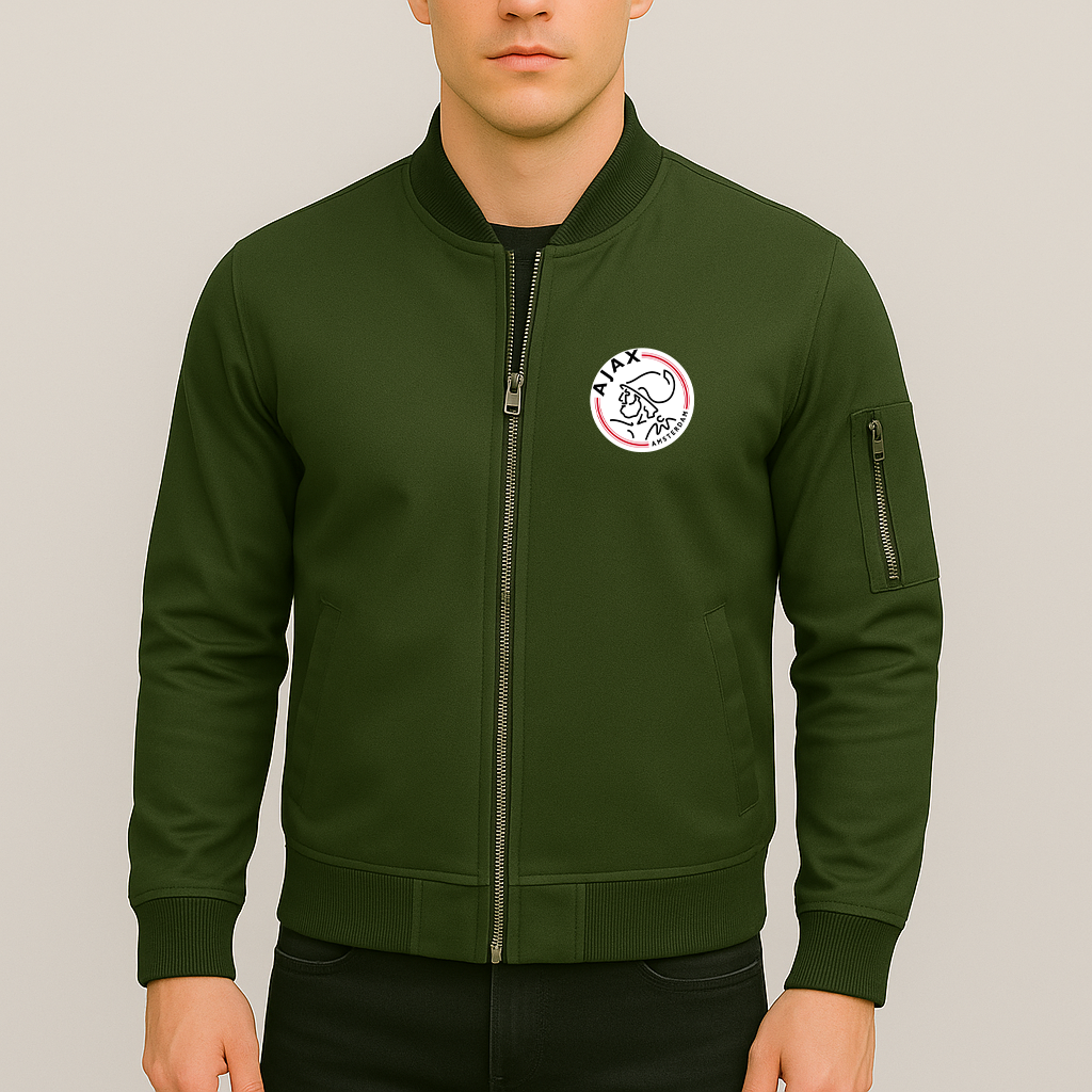Men's Amsterdamsche FC Ajax Lightweight Bomber Jacket - Army Green
