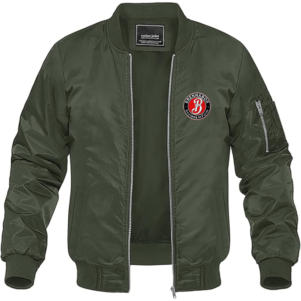 Men's Brennabor Werke Logo Lightweight Bomber Jacket Windbreaker Softshell Varsity Jacket Coat
