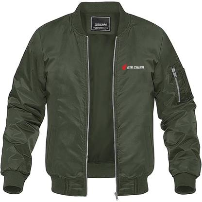 Men's  Air China Lightweight Bomber Jacket Windbreaker Softshell Varsity Jacket Coat