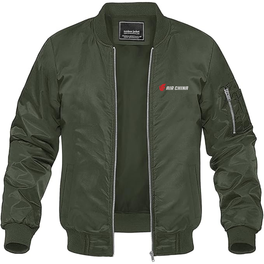 Men's  Air China Lightweight Bomber Jacket Windbreaker Softshell Varsity Jacket Coat