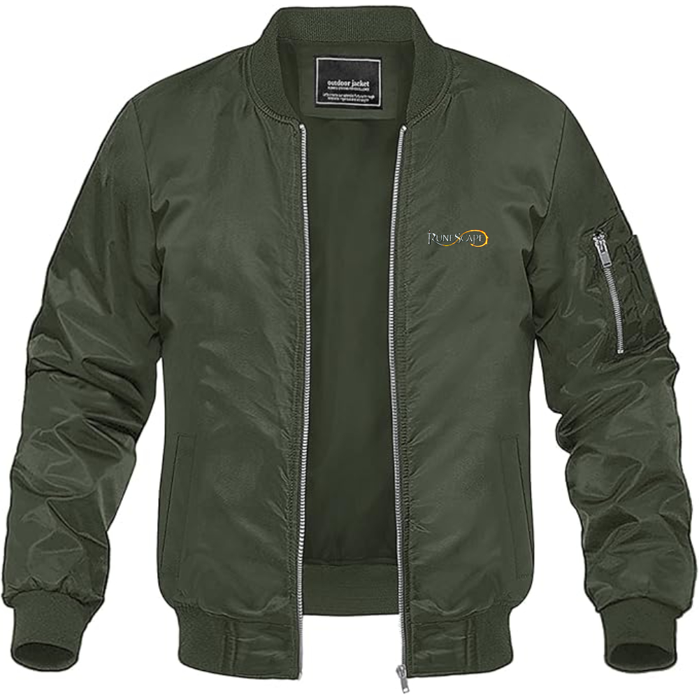 Men's Runescape Logo Lightweight Bomber Jacket Windbreaker Softshell Varsity Jacket Coat