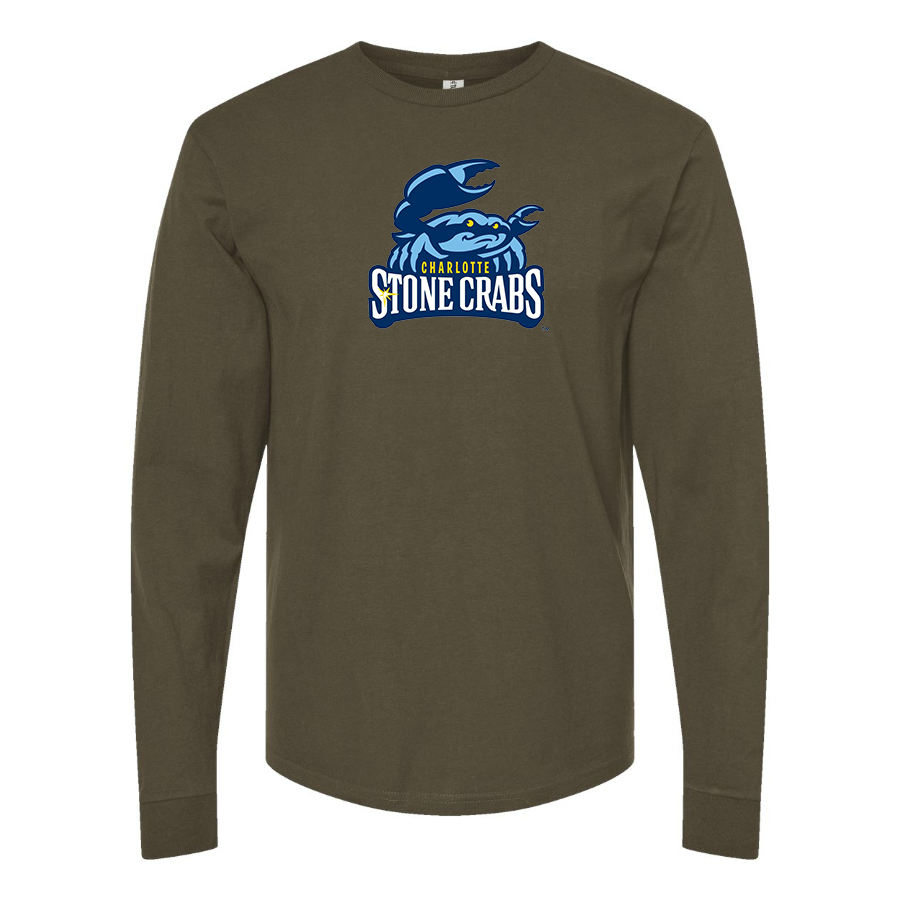 Men's Charlotte Stone Crabs Logo Cotton Long Sleeve T-Shirt