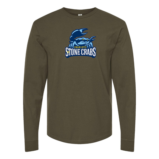 Men's Charlotte Stone Crabs Logo Cotton Long Sleeve T-Shirt