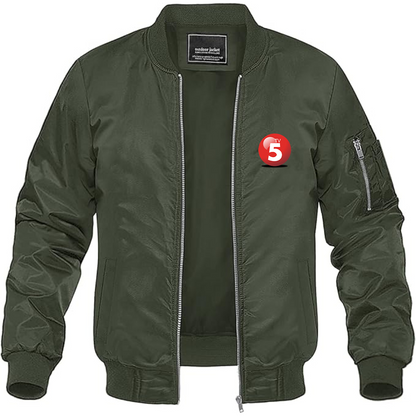 Men's ABC TV5 Logo Lightweight Bomber Jacket Windbreaker Softshell Varsity Jacket Coat