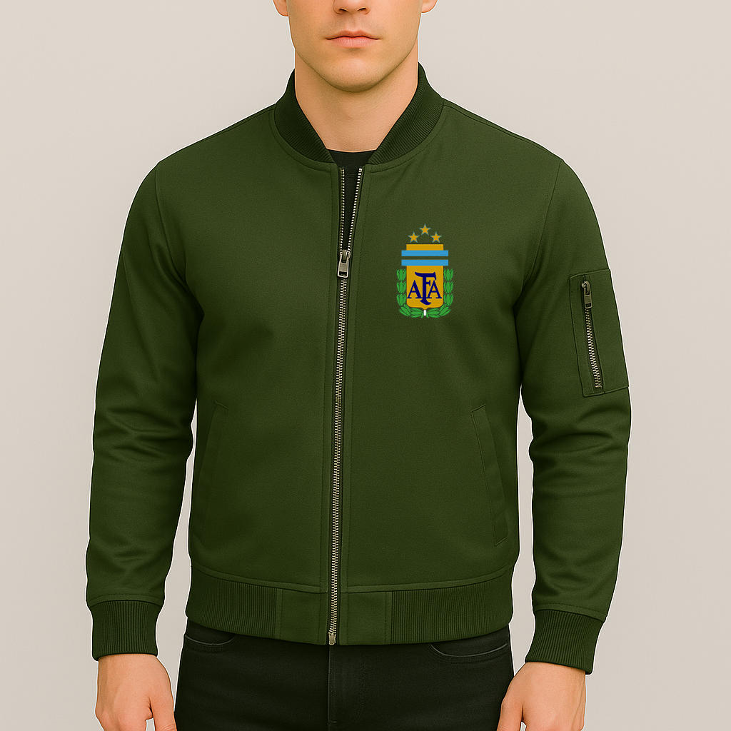 Men's Argentina National Soccer Team Lightweight Bomber Jacket - Army Green
