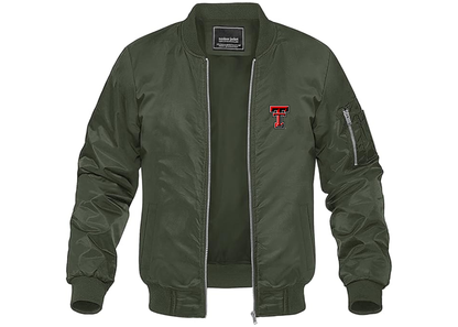 Men's Texas Tech Red Raiders Lightweight Bomber Jacket Windbreaker Softshell Varsity Jacket Coat