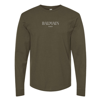 Men's  Balmain Logo  Cotton Long Sleeve T-Shirt