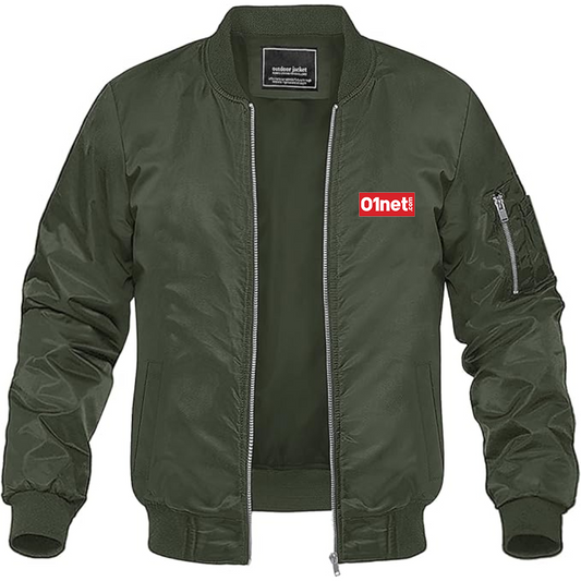 Men's 01net Logo Lightweight Bomber Jacket Windbreaker Softshell Varsity Jacket Coat