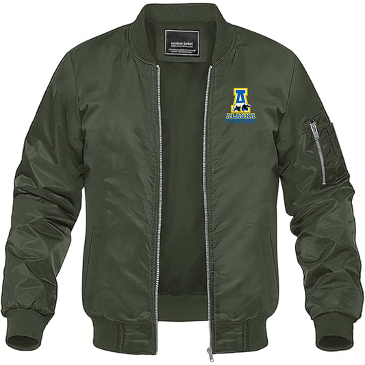 Men's Alaska Nanooks Lightweight Bomber Jacket Windbreaker Softshell Varsity Jacket Coat