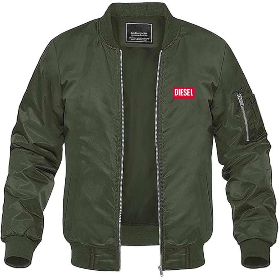 Men's Diesel Logo Lightweight Bomber Jacket Windbreaker Softshell Varsity Jacket Coat