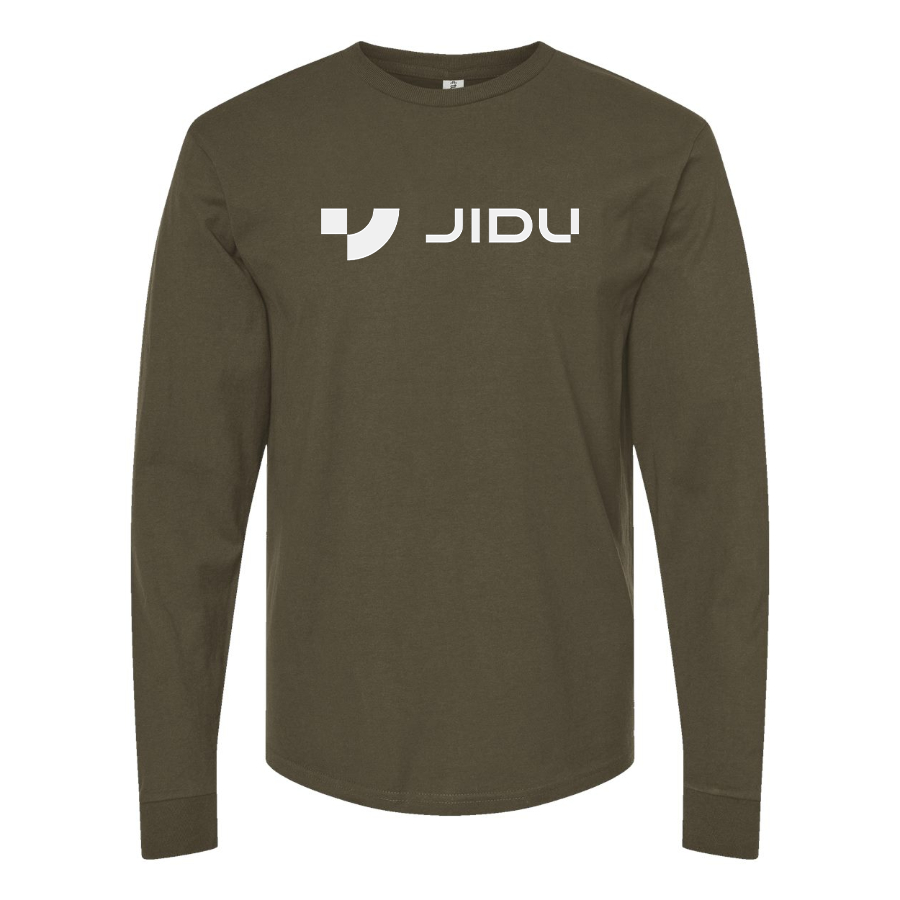 Men's Jidu Logo Cotton Long Sleeve T-Shirt